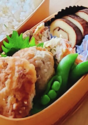 卵なし☆前日に☆チーズつくね弁当☆ひき肉-レシピのメイン写真