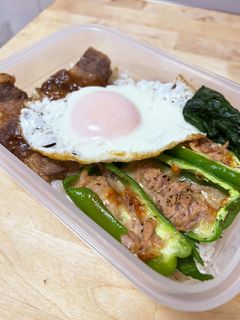 簡単焼肉☆ピーマンのツナチーズ焼き弁当-レシピのメイン写真