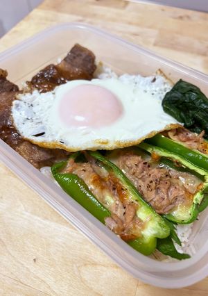 簡単焼肉☆ピーマンのツナチーズ焼き弁当-レシピのメイン写真