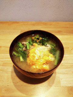 ツナ缶と菜の花の卵入り味噌汁-レシピのメイン写真