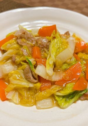 白菜とにんじんと豚バラの中華とろみ炒め-レシピのメイン写真