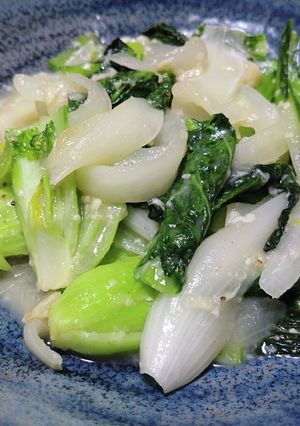 10分！ちぢみ菜のにんにく麹バター炒め！-レシピのメイン写真
