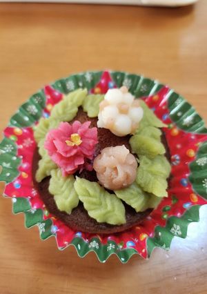 クリスマスリース風あんこスイーツ-レシピのメイン写真