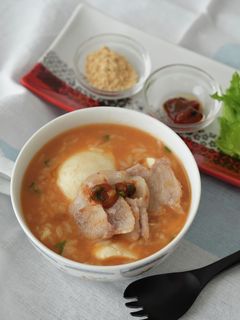 きな粉で味変。サムギョプサル風アジアン粥-レシピのメイン写真