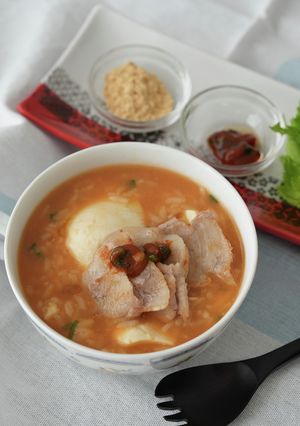 きな粉で味変。サムギョプサル風アジアン粥-レシピのメイン写真