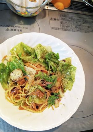 レタスとなめ茸のペペロンチーノ-レシピのメイン写真