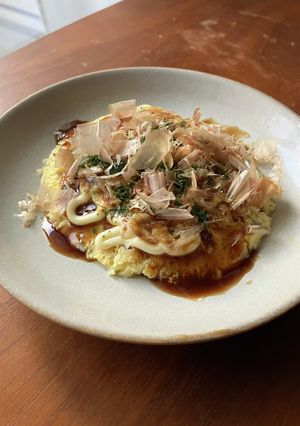 お好み焼き風卵焼き　レンジで材料2つ！？-レシピのメイン写真