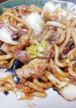 赤出汁味噌と七味の焼きうどん-レシピのメイン写真