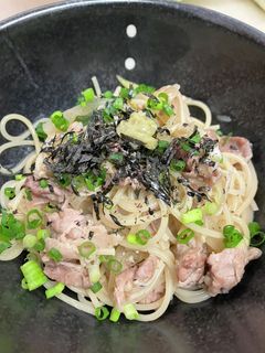 安い旨い!わさび香る豚肉とネギ和風パスタ-レシピのメイン写真
