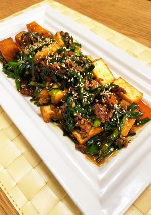 ニラ厚揚げのひき肉コチュジャン炒め-レシピのメイン写真