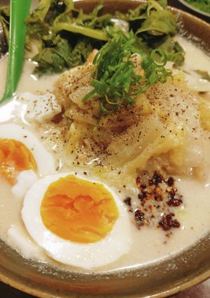 白菜だらけ豆乳うどん自家製ラー油を添えて-レシピのメイン写真