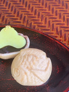 ポリ袋で湯煎『さつまいも松飾りの最中』-レシピのメイン写真