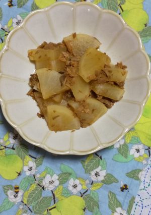 大根とまぐろ味付け缶の煮物　備蓄食品活用-レシピのメイン写真