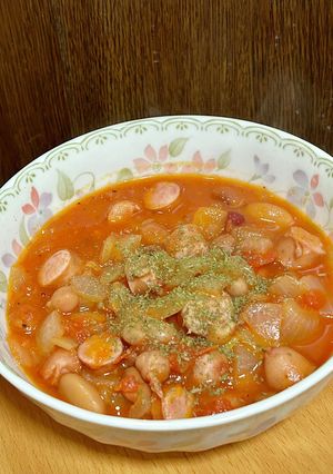 ミックスビーンズとソーセージのトマト煮-レシピのメイン写真