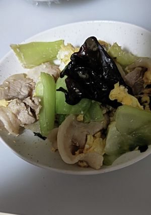 青梗菜と豚肉の卵の炒り付け-レシピのメイン写真
