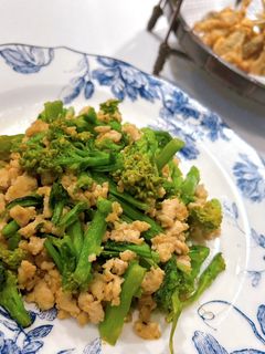菜の花とひき肉のからし炒め♪-レシピのメイン写真