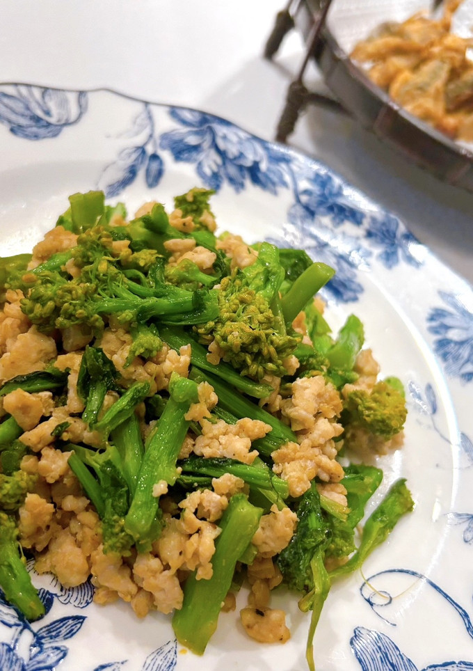 菜の花とひき肉のからし炒め♪-レシピのメイン写真