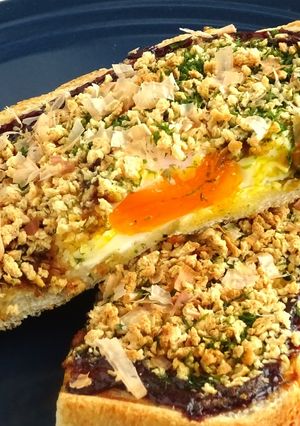 カリカリ大豆ミートのお好み焼き風トースト-レシピのメイン写真