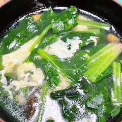 รูปของ なめことほうれん草の中華スープ