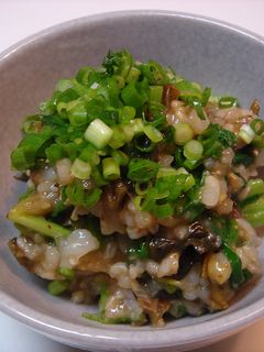 マクロビ かき菜と辛子高菜のお粥-レシピのメイン写真