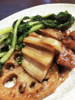 蓮根と牛肉煮☆大根の葉を添えて-レシピのメイン写真