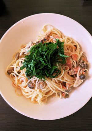 蒟蒻パスタで♪辛子明太子としめじのパスタ-レシピのメイン写真