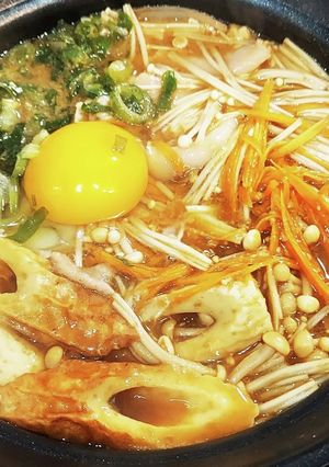 味噌煮込みうどんに甘酒-レシピのメイン写真