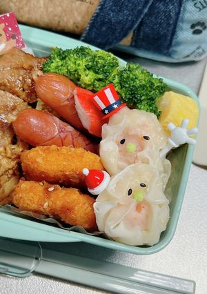 高校男子弁当 市販のえび焼売君 キャラ弁-レシピのメイン写真