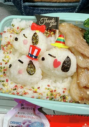 高校男子弁当 小むすび スヌーピー-レシピのメイン写真