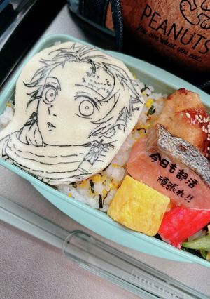 高校男子弁当 鮭メッセージ キャラ弁-レシピのメイン写真