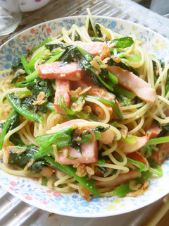 桜えびとほうれん草とベーコンの油系パスタ-レシピのメイン写真