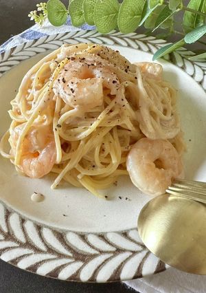 【海老のクリームパスタ】ワンパンで簡単♪-レシピのメイン写真