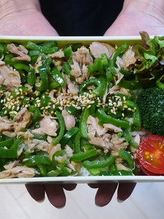 電子レンジで簡単★ピーマンとツナの丼弁当-レシピのメイン写真