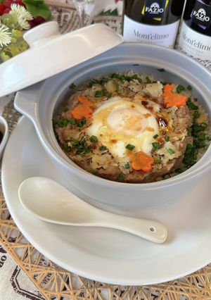 トリュフ薫るひき肉の香港風土鍋ご飯-レシピのメイン写真