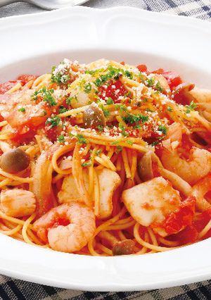 ワンパン・シーフードトマトパスタ-レシピのメイン写真