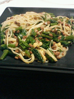 菜花の辛し和えと納豆のパスタ-レシピのメイン写真