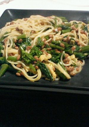 菜花の辛し和えと納豆のパスタ-レシピのメイン写真