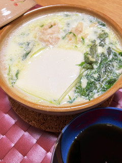 温泉鍋風 鶏つくねと水菜の豆乳鍋-レシピのメイン写真