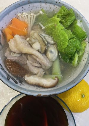 自家製柚子ポン酢で作る牡蠣と鶏肉鍋-レシピのメイン写真