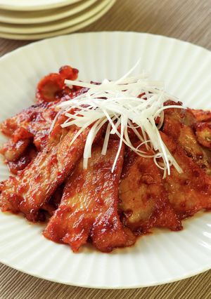豚バラ肉の絡め焼き 味噌キムチ味-レシピのメイン写真