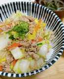 白菜と豚ミンチの中華風あんかけ丼