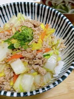 白菜と豚ミンチの中華風あんかけ丼-レシピのメイン写真