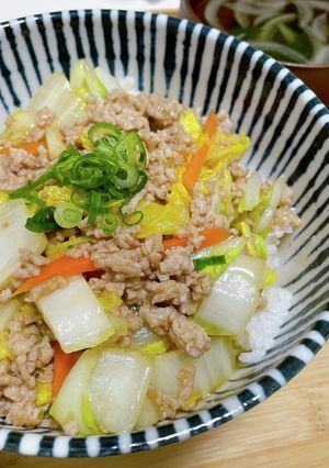 白菜と豚ミンチの中華風あんかけ丼-レシピのメイン写真