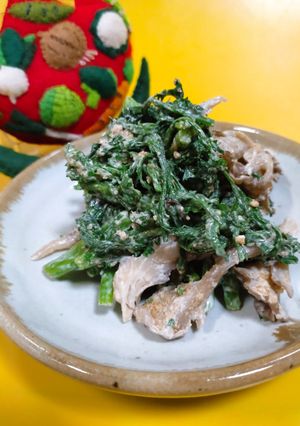 春菊と舞茸のゴママヨ和え　-レシピのメイン写真