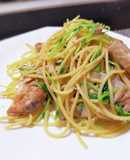 豆苗とツナの和風パスタ(姜葱醤のパスタ)