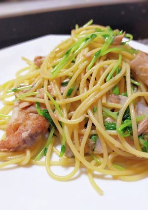 豆苗とツナの和風パスタ(姜葱醤のパスタ)-レシピのメイン写真