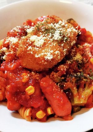 超簡単！ショートパスタのトマト煮込み！-レシピのメイン写真