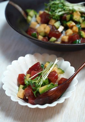 《まぐろと長いものサイコロ丼》-レシピのメイン写真
