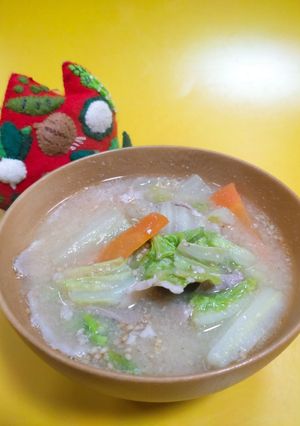 白菜と豚肉のごまみそスープ　-レシピのメイン写真