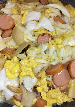 エリンギキャベツソーセージ卵甘辛炒め-レシピのメイン写真